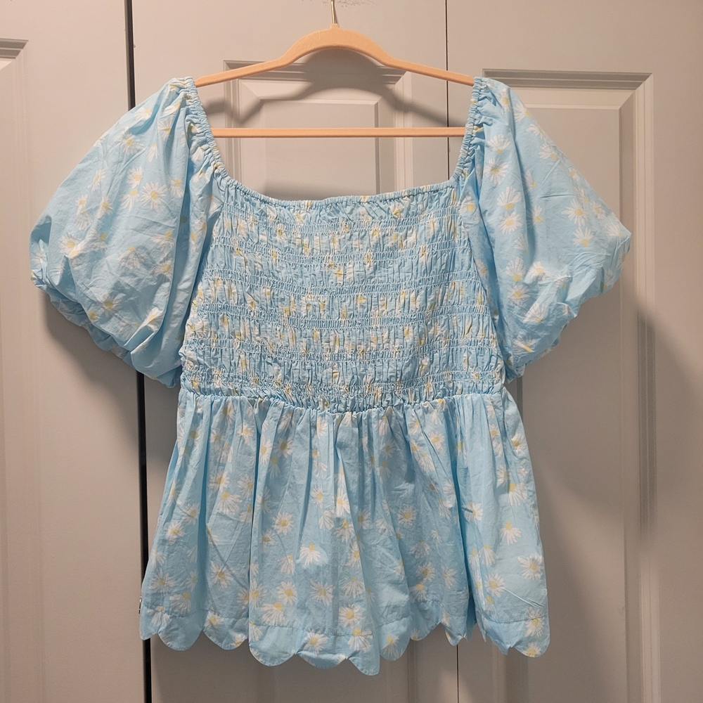 Simply Southern Sky Blue Floral Blouse